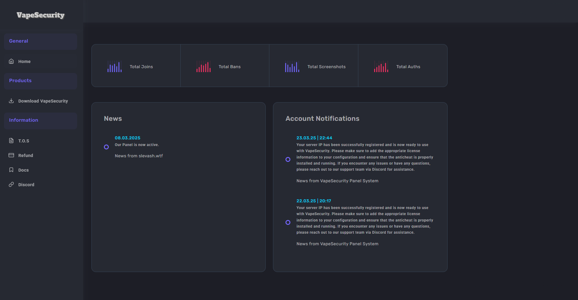 Vape Security Dashboard Preview
